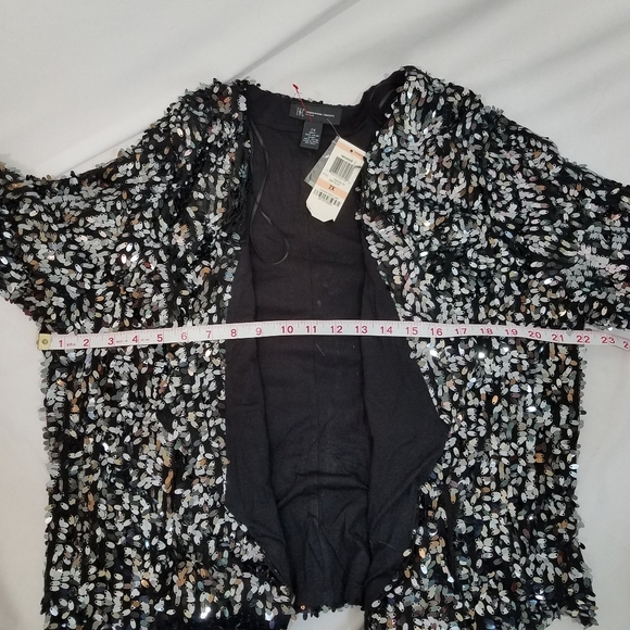 INC Radiance Deep Black Open Front Sequin Jacket 2X NWT - Picture 7 of 7